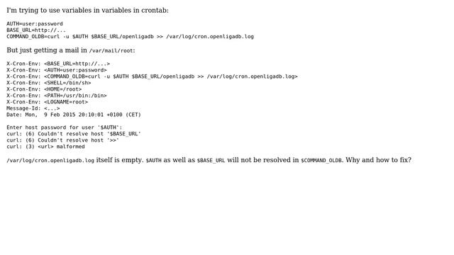 How to use variables in variables in crontab? смотреть онлайн