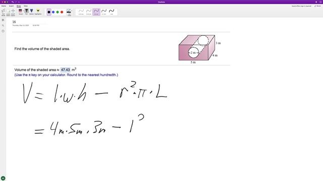 Find the volume of the shaded area of the cube with a cylindrical hollow. смотреть онлайн