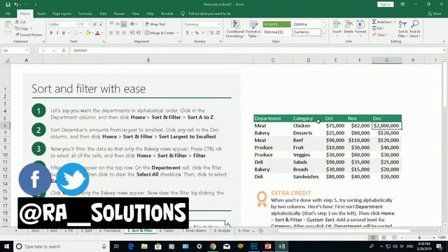 HOW TO SORT AND FILTER DATA IN MICROSOFT EXCEL 2016 - OFFICE 365 [TUTORIAL]