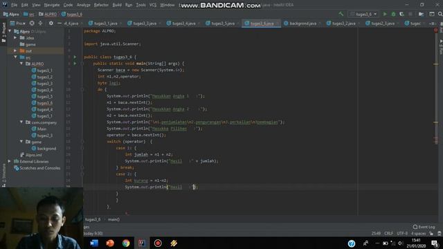 Coding java "penjumlahan,pengurangan ,perkalian,pembagian" смотреть онлайн