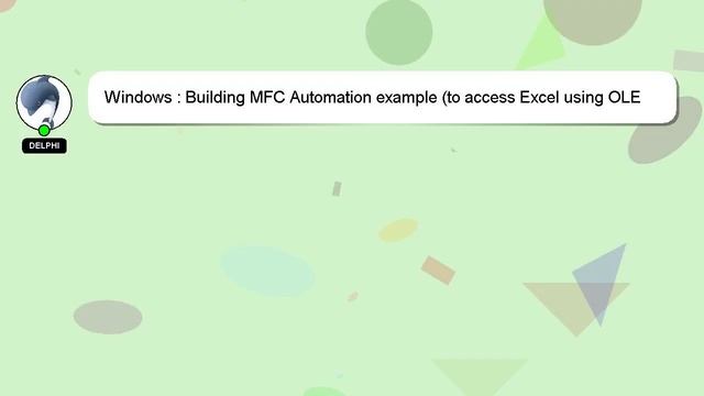 Windows : Building MFC Automation example (to access Excel using OLE automation). Can't compile смотреть онлайн