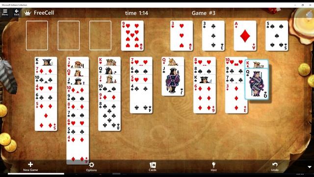 FreeCell Game No 3 SOLVED Microsoft Solitaire смотреть онлайн