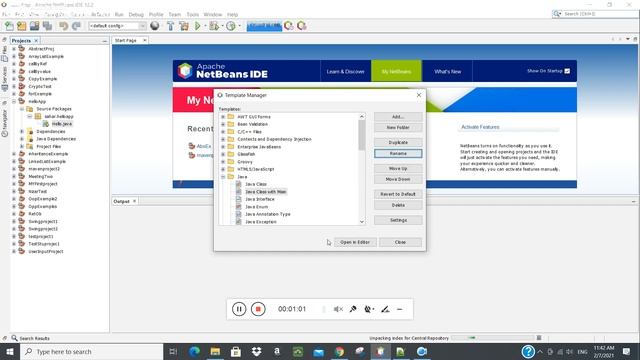 Create Java class Template With Main Method in NetBeans смотреть онлайн