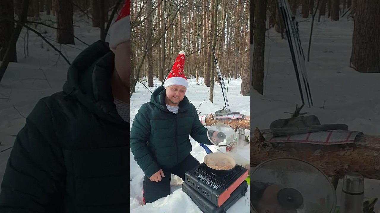 Жарим мясо зимой посреди дикого леса смотреть онлайн