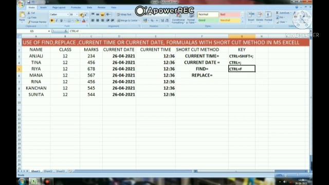 EXCEL SHORTCUTS KEYS OF(CURRENT DATE,TIME FIND REPLACE )|DIGITAL LEARNING смотреть онлайн