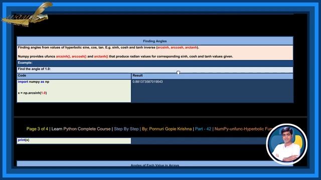 Learn NumPy Complete Course |Step By Step| unfunc Hperbolic Functions |Ponnuri Gopie Krishna|Part–4 смотреть онлайн