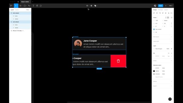 Swipe to delete interaction using @Figma Interactive Variants with source file ? смотреть онлайн