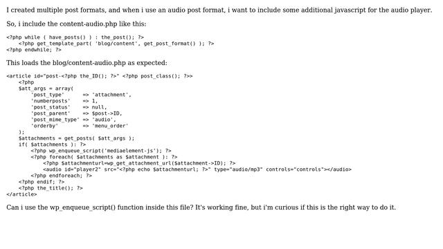 Wordpress: Is it safe/recommended to use wp_enqueue_script function outside the functions.php file? смотреть онлайн