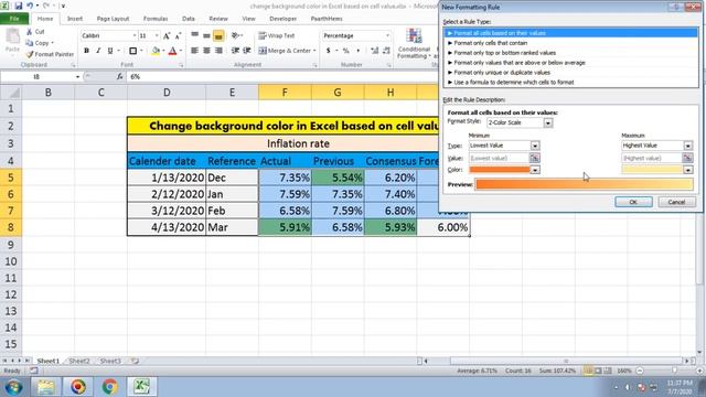 Excel: How to change background color based on cell value смотреть онлайн