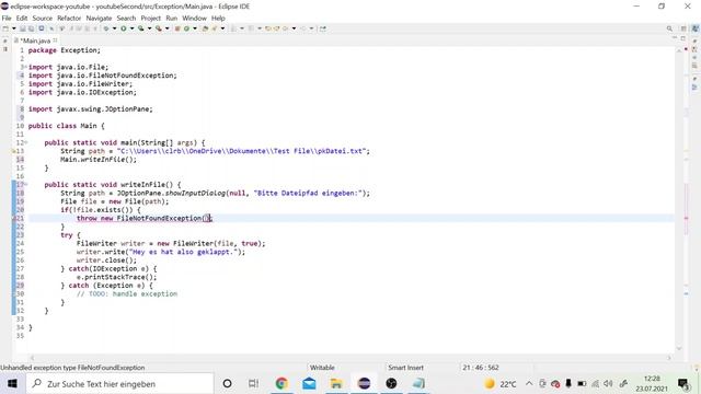 throw Exception Java | Java Tutorial für Fortgeschrittene смотреть онлайн