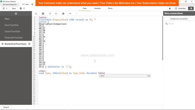 Qlik Sense Tutorial | Qlik Sense Script and Chart Function - Stdev() Chart and Script Function смотреть онлайн