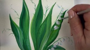 Рисуем ландыш акрилом. Открытка с ландышем, рисунок акрилом или гуашью.