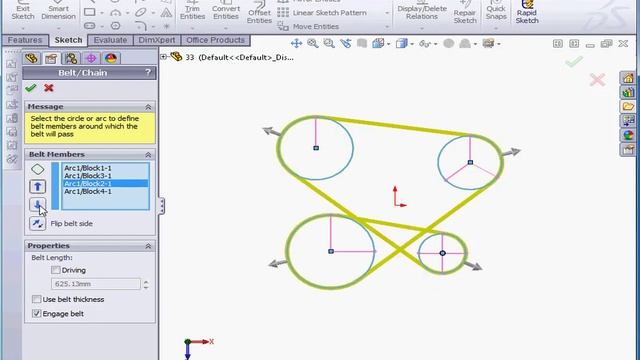 33 SOLIDWORKS tutorial sketch ( Belt Chain ) смотреть онлайн