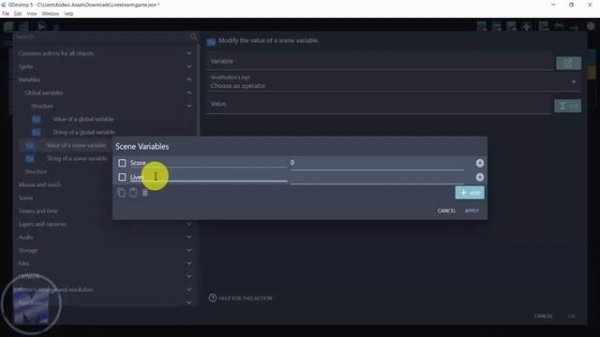 GDevelop 5 platformer player lives tutorial