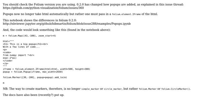 GIS: How can I include HTML in a Folium Marker popup? (4 Solutions!!) смотреть онлайн