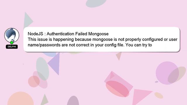 NodeJS : Authentication Failed Mongoose смотреть онлайн