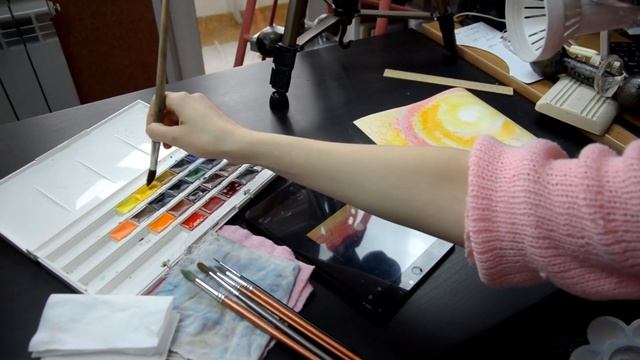 Рисуем закат в Африке, с силуэтами животных и растений. Рисуем акварелью. Поэтапный видеоурок смотреть онлайн