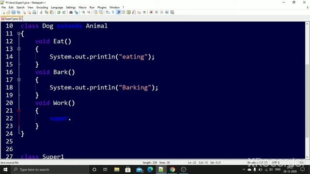 super keyword (invoke parent class method)in Java смотреть онлайн