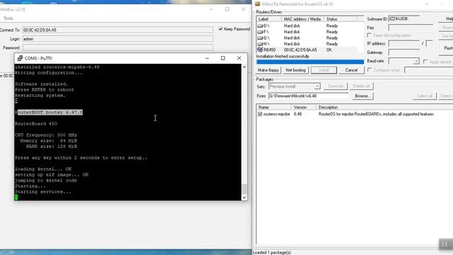 Upgrade RouterOS 6.48 on Mikrotik RB450 смотреть онлайн