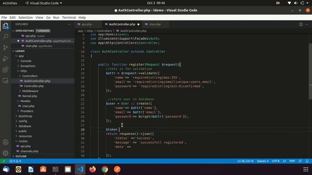 Laravel create rest API authentication ( Register, login,list) using sanctum with postman смотреть онлайн