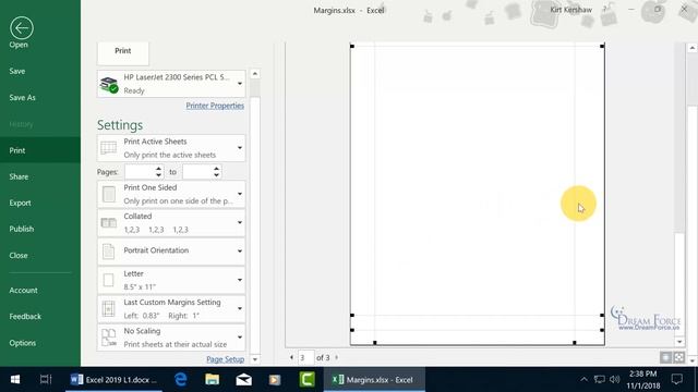Microsoft Excel 2019: Page Centering and Page Margins смотреть онлайн