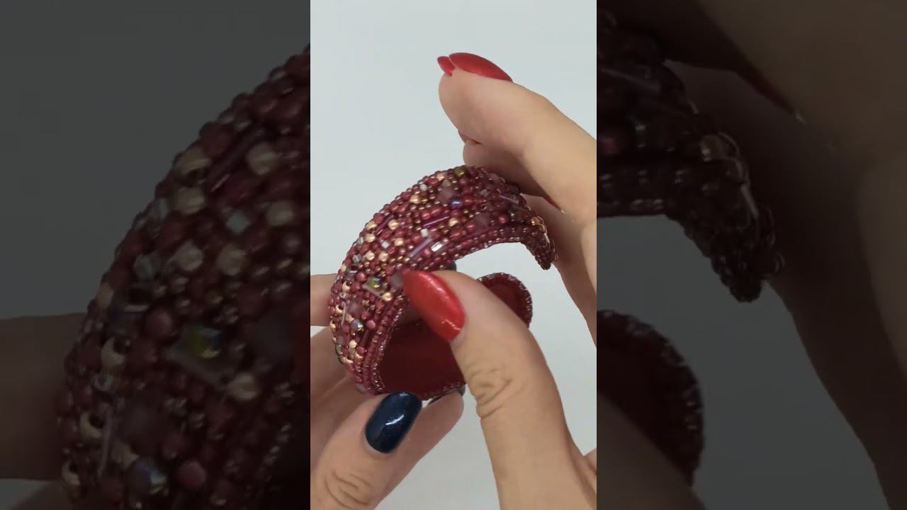 Браслет из бисера Bordeaux бордовый розовый металлик смотреть онлайн