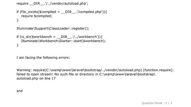 MySQL : Warning: failed to open stream: No such file or directory in C:\wamp\www\laravel\bootstrap\ смотреть онлайн