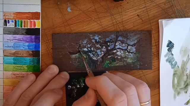 Пишу Акрилом // Душа дерева Венге. Миниатюрная картина на дереве Венге. смотреть онлайн