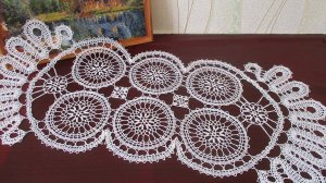 Брюггское кружево - салфетка крючком из круглых мотивов. Часть 4