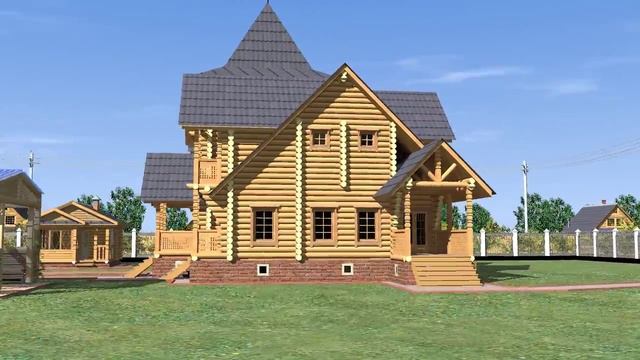 Проект деревянного коттеджа "Русская усадьба" смотреть онлайн