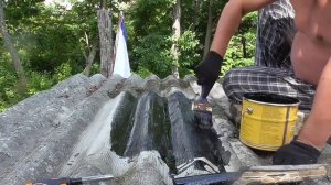 Ремонт шифера резино-битумной мастикой