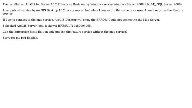 GIS: ArcGIS Server 10.2: Could not connect to the Map Server смотреть онлайн