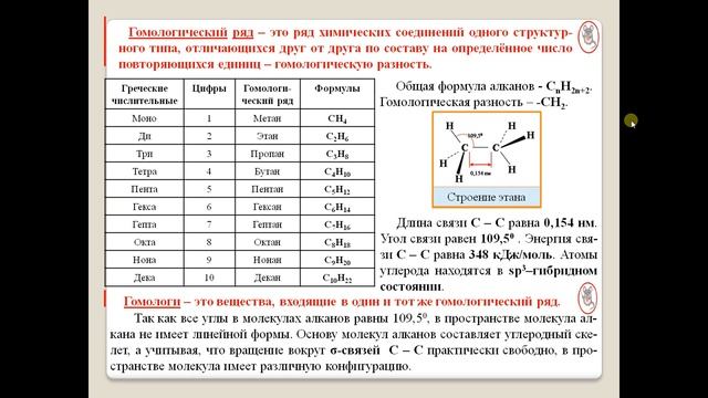 Химия-10. (УУ). Параграф 24. Алканы. Строение, изомерия, номенклатура, физические свойства. смотреть онлайн