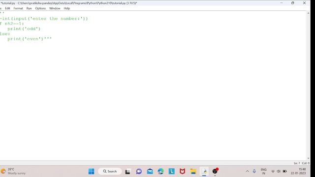 python program to check weather the number is even and odd.. смотреть онлайн