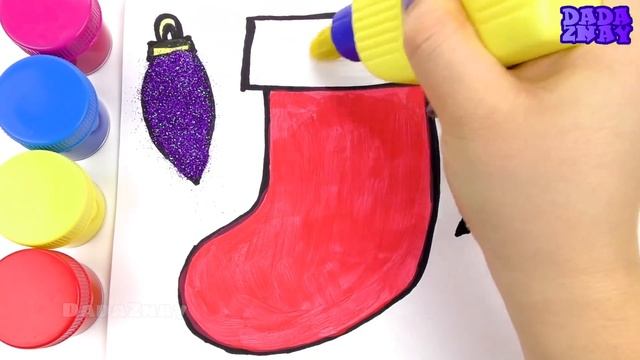НОВОГОДНЯЯ ЁЛКА|Как нарисовать елку|Учим цвета|Елка в блестках|Видео для детей|Учим цвета с краскам смотреть онлайн