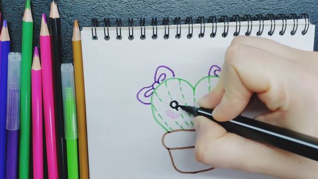 How to draw a cute cactus. ? Как нарисовать милый кактус. смотреть онлайн