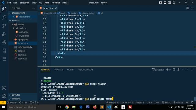 Marge a feature branch to the master (Git) смотреть онлайн