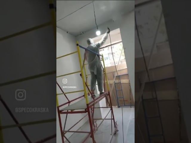 Покраска стен и потолка с помощью безвоздушного окрасочного аппарата Yokiji 120 смотреть онлайн