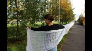 Вязание спицами:простой, ажурный палантин из мохера.Seam angora fine ,мое мнение о пряже.