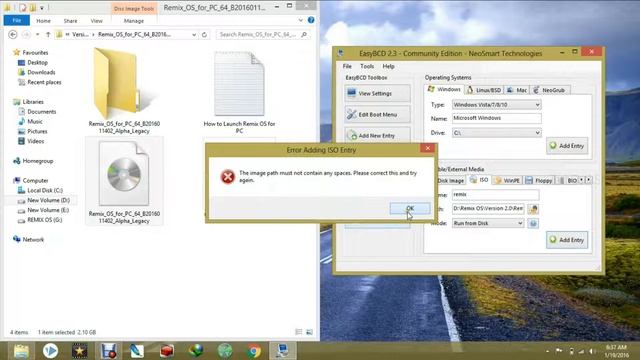 Fix Image path must not contain any spaces.Please correct this and try again in EasyBCD смотреть онлайн