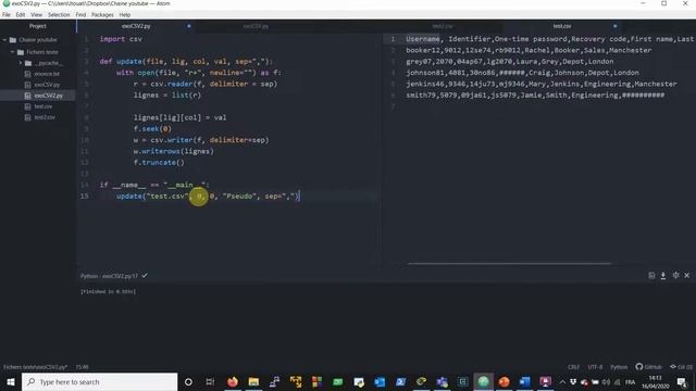 Exercice Python : Comment mettre à jour un élément d'un fichier CSV смотреть онлайн