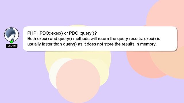 PHP : PDO::exec() or PDO::query()? смотреть онлайн