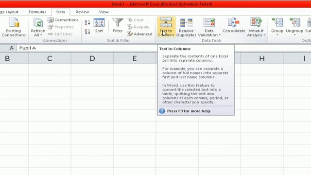 HOW TO SEPARATE TEXT IN A CELL USING TEXT TO COLUMN TOOL IN MICROSOFT EXCEL 2010 смотреть онлайн