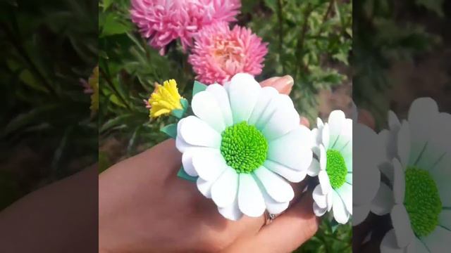 Заколочки доя волос, ромашки, ромашки из фоамирана. смотреть онлайн