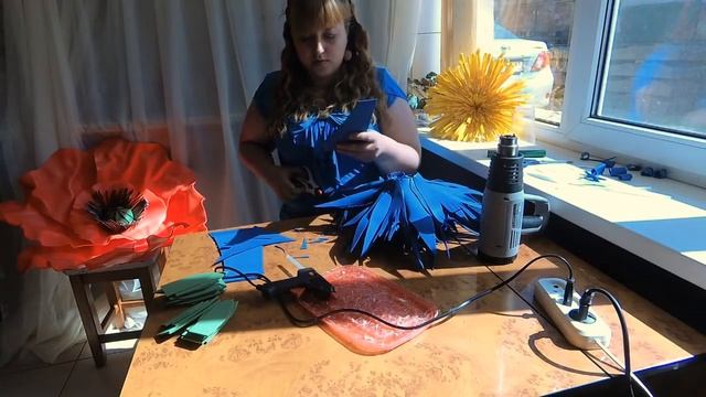 DIY Ростовые цветы. Красивый василек из фоамирана. Beautiful cornflower of foamiran смотреть онлайн