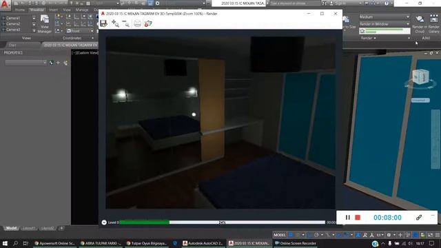 AUTOCAD - 3D MODELLING - DENEMELER KAMERA ISIK MALZEME TASARIM смотреть онлайн