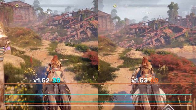 Horizon Zero Dawn PS5 Frame Rate 30fps 60fps (1.52 vs 1.53) смотреть онлайн