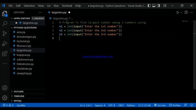 Program to find Largest Number among 3 numbers using Python смотреть онлайн