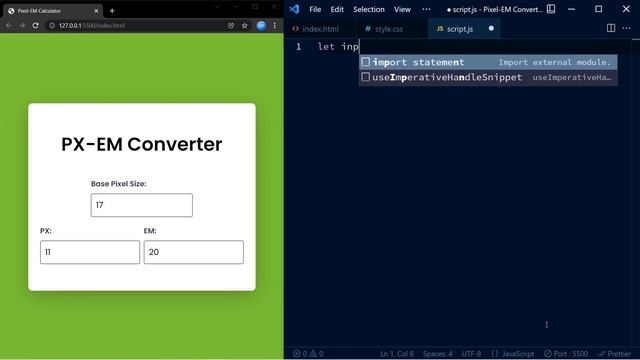 Pixel - EM Converter With Javascript | Step By Step Javascript Project смотреть онлайн