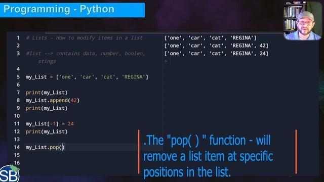 Learning Python - Modifying Lists with the .append, .insert, and .pop functions смотреть онлайн